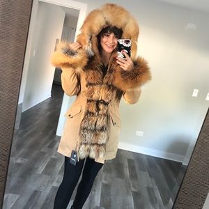 Real fox fur winter jacket/coat parka.
